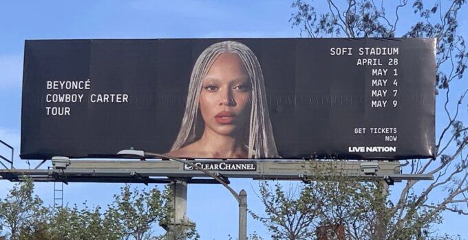 A Beyoncé Cowboy Carter billboard alongside the 10 freeway in West Los Angeles in West (Photo: Digital Music News)